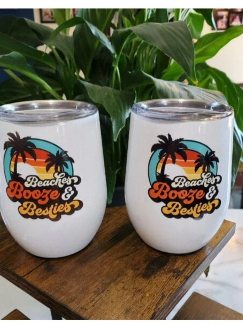 2 Beaches Booze & Beasties 12 oz Wine Cup Tumbler's